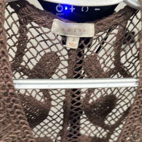 Adiva Brown Crochet Sleeveless Top - Picture 2 of 4